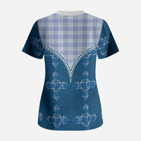 Blue Hawaii Paniolo Quilt Motif Scrub Top LT05 - Polynesian Pride