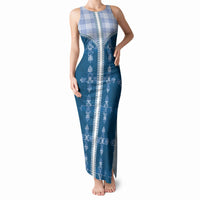 Blue Hawaii Paniolo Quilt Motif Tank Maxi Dress LT05 Women Blue - Polynesian Pride