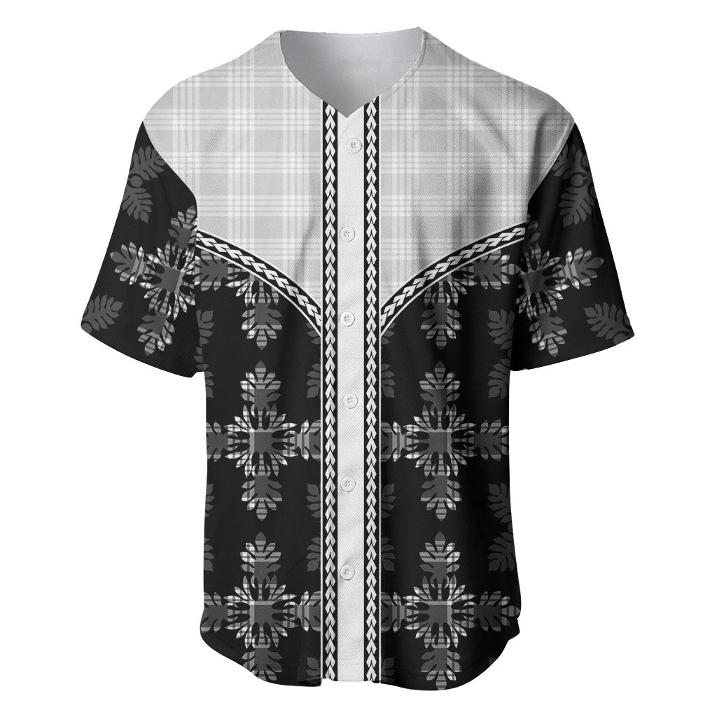 Black Hawaii Paniolo Quilt Motif Baseball Jersey LT05 Black - Polynesian Pride