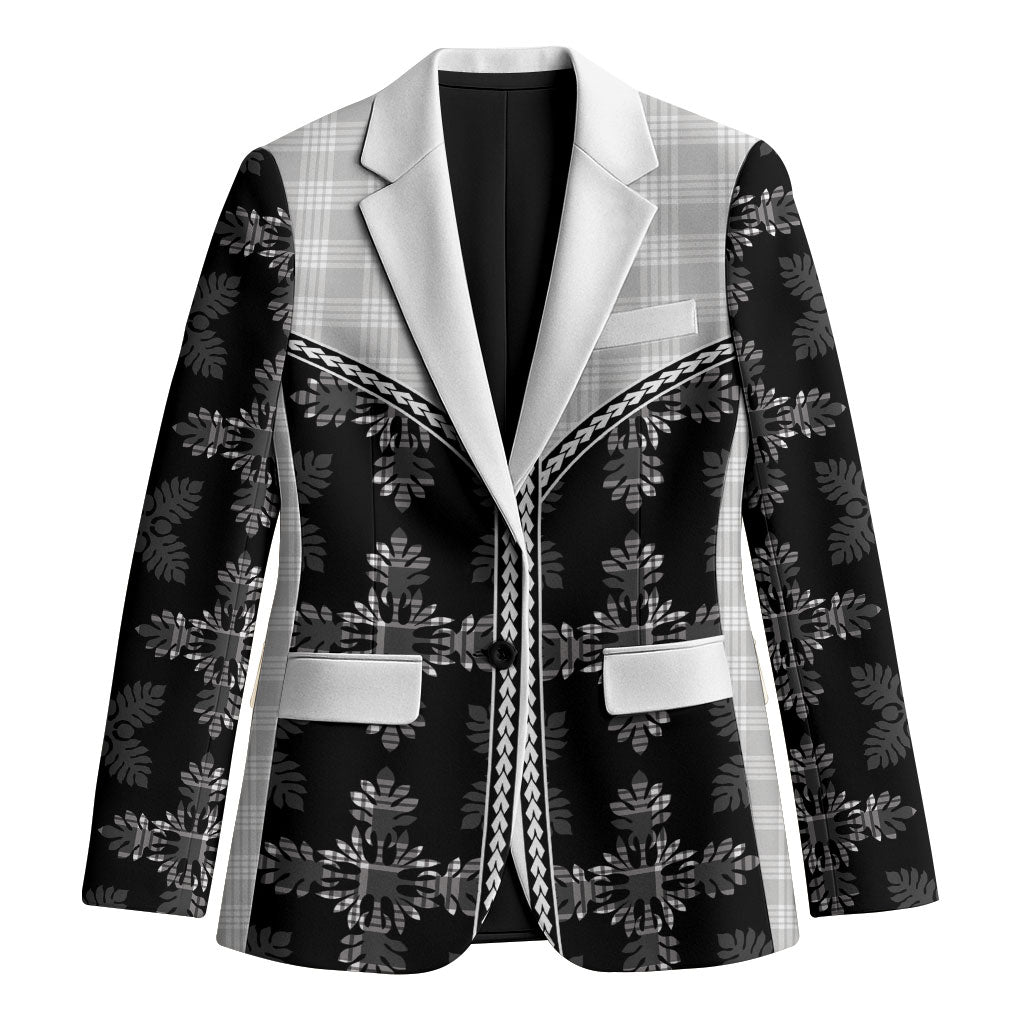 Black Hawaii Paniolo Quilt Motif Blazer