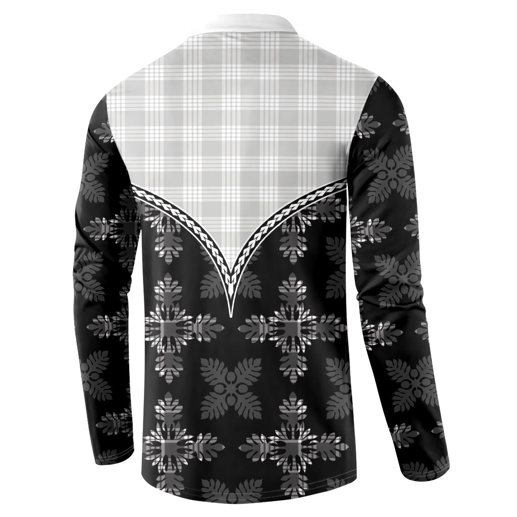 Black Hawaii Paniolo Quilt Motif Button Sweatshirt LT05 - Polynesian Pride