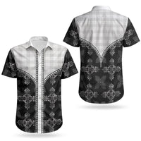 Black Hawaii Paniolo Quilt Motif Couples Matching Puletasi and Hawaiian Shirt LT05 - Polynesian Pride