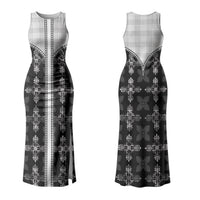 Black Hawaii Paniolo Quilt Motif Family Matching Tank Maxi Dress and Hawaiian Shirt LT05 Mom's Dress Black - Polynesian Pride