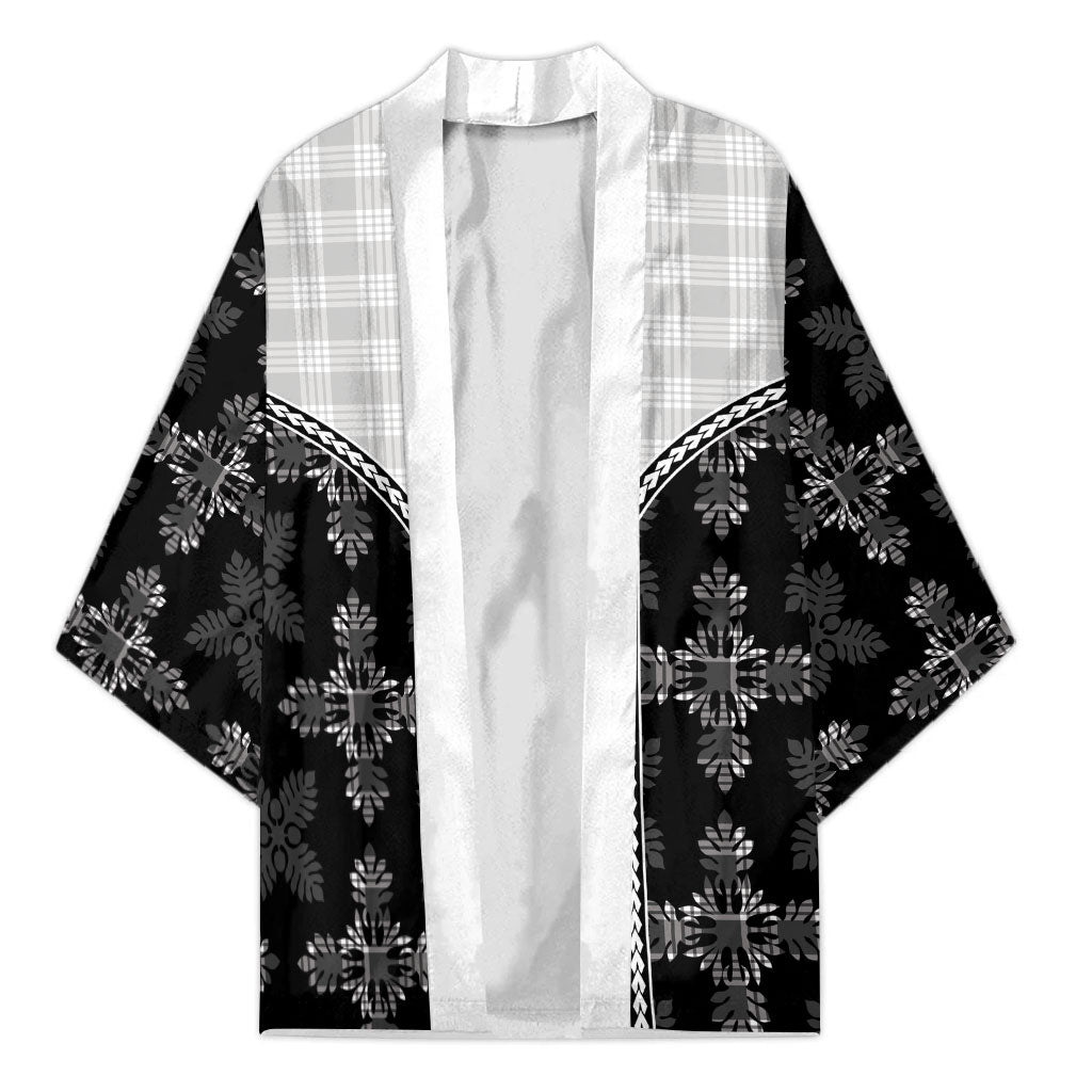 Black Hawaii Paniolo Quilt Motif Kimono