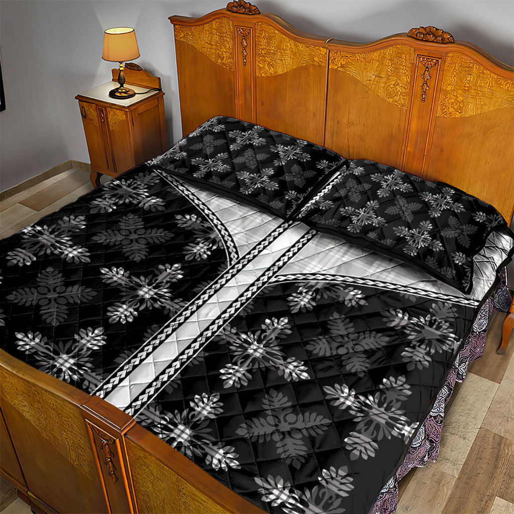 Black Hawaii Paniolo Quilt Motif Quilt Bed Set LT05 - Polynesian Pride