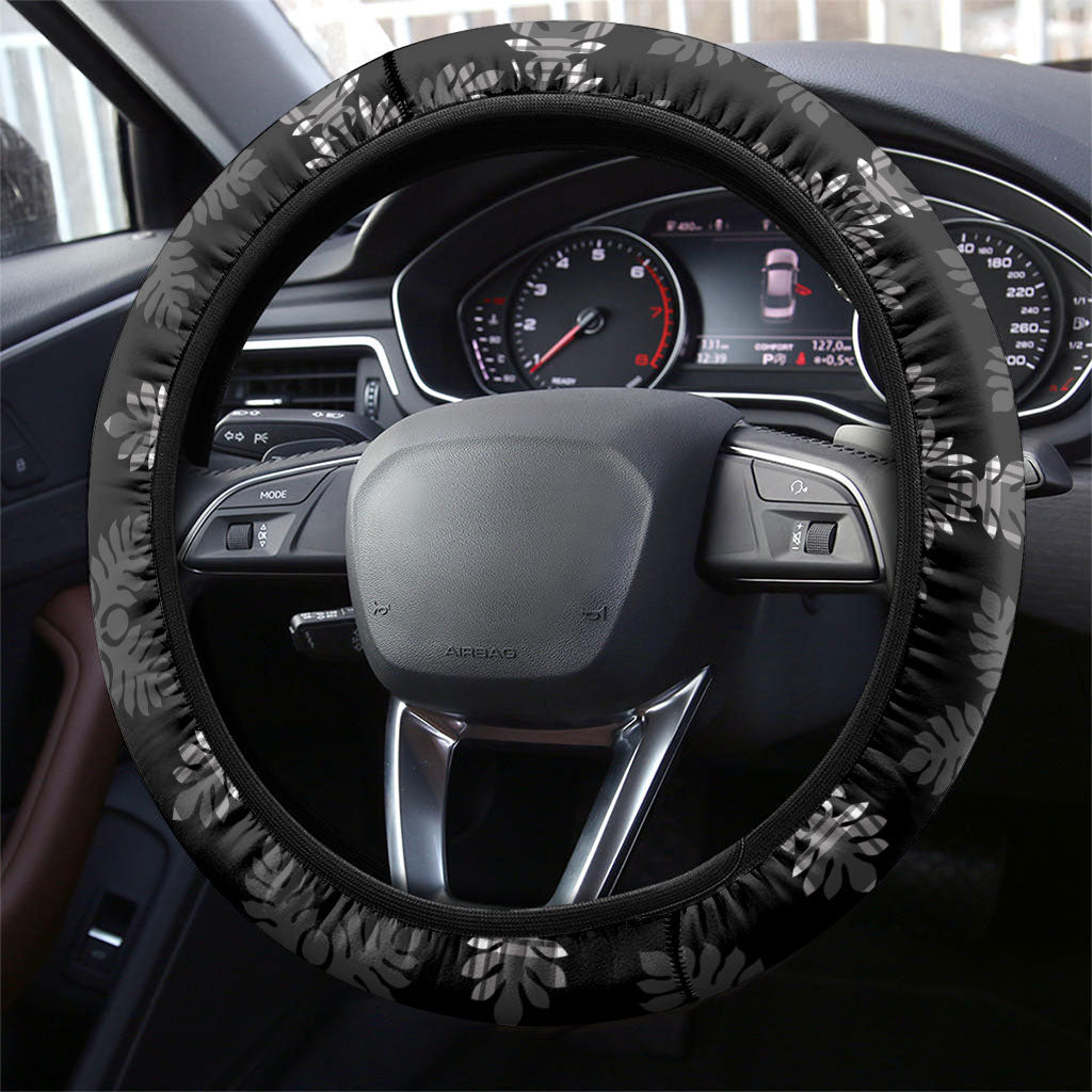 Black Hawaii Paniolo Quilt Motif Steering Wheel Cover LT05 - Polynesian Pride
