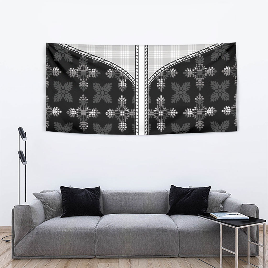 Black Hawaii Paniolo Quilt Motif Tapestry LT05 - Polynesian Pride