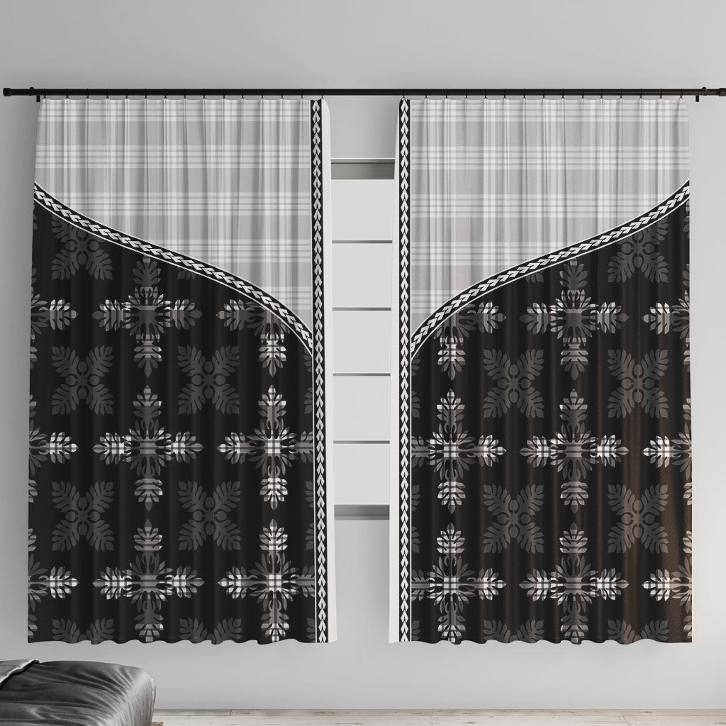 Black Hawaii Paniolo Quilt Motif Window Curtain