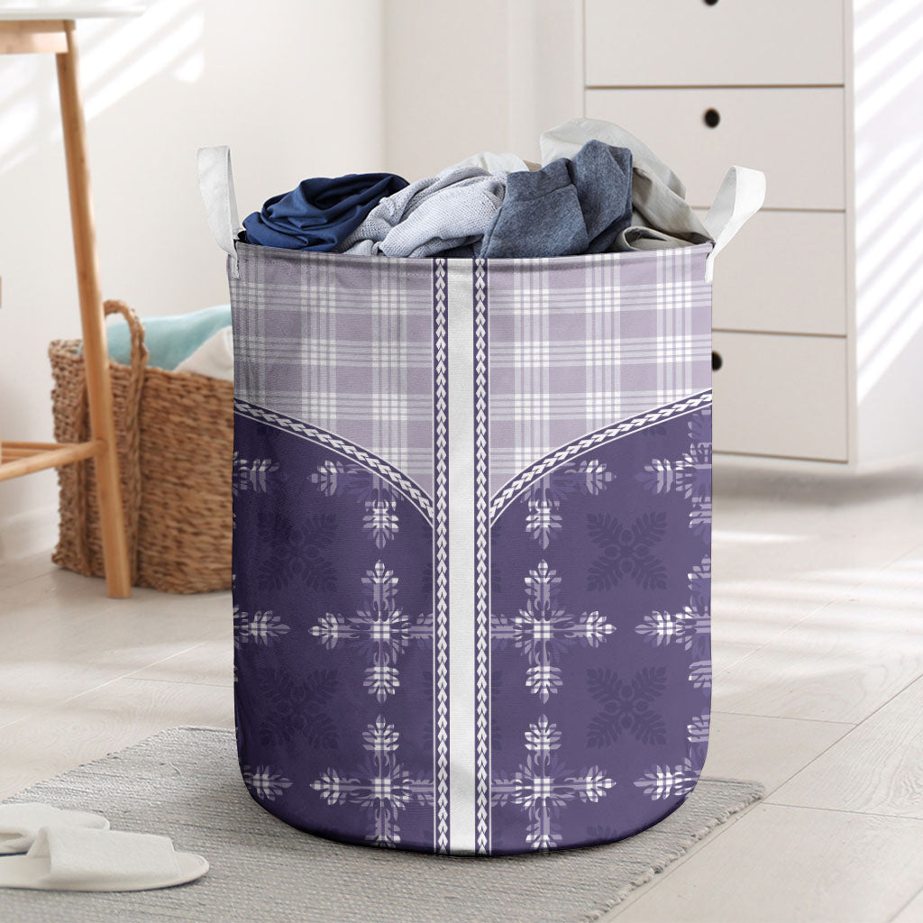 Purple Hawaii Paniolo Quilt Motif Laundry Basket
