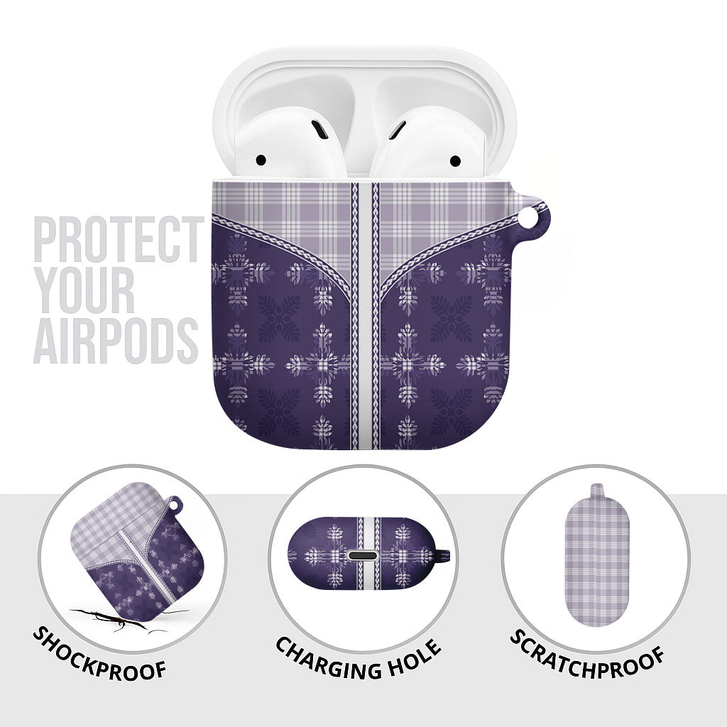 Purple Hawaii Paniolo Quilt Motif AirPods Case LT05 - Polynesian Pride