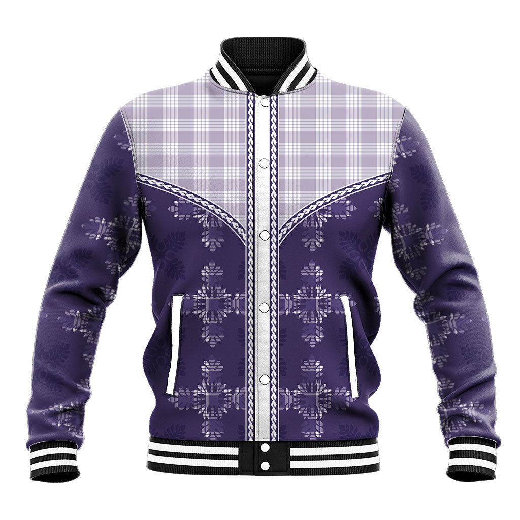 Purple Hawaii Paniolo Quilt Motif Baseball Jacket