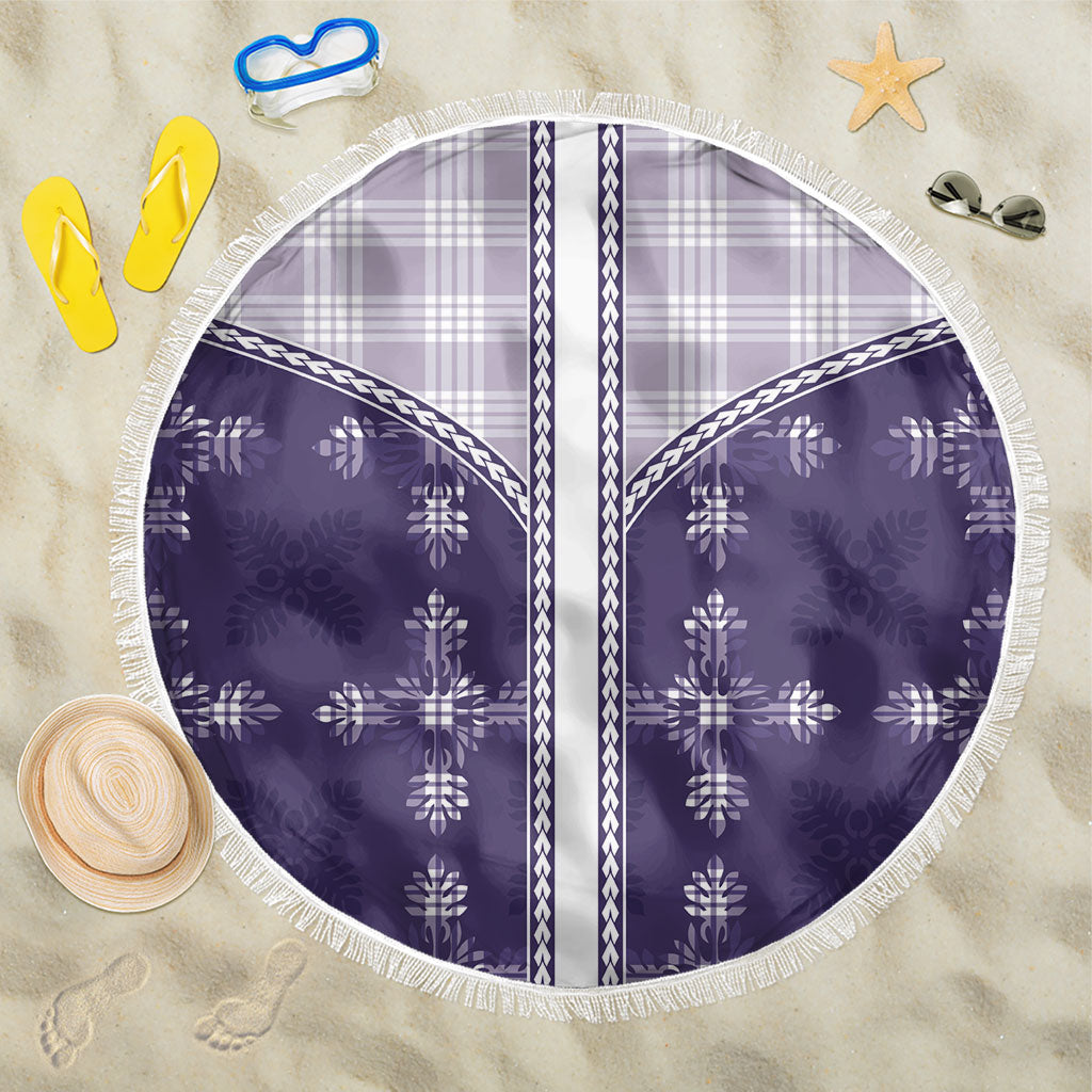 Purple Hawaii Paniolo Quilt Motif Beach Blanket