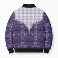 Purple Hawaii Paniolo Quilt Motif Bomber Puffer Jacket LT05 - Polynesian Pride