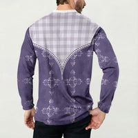 Purple Hawaii Paniolo Quilt Motif Button Sweatshirt LT05 - Polynesian Pride