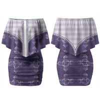Purple Hawaii Paniolo Quilt Motif Couples Matching Off Shoulder Short Dress and Hawaiian Shirt LT05 - Polynesian Pride