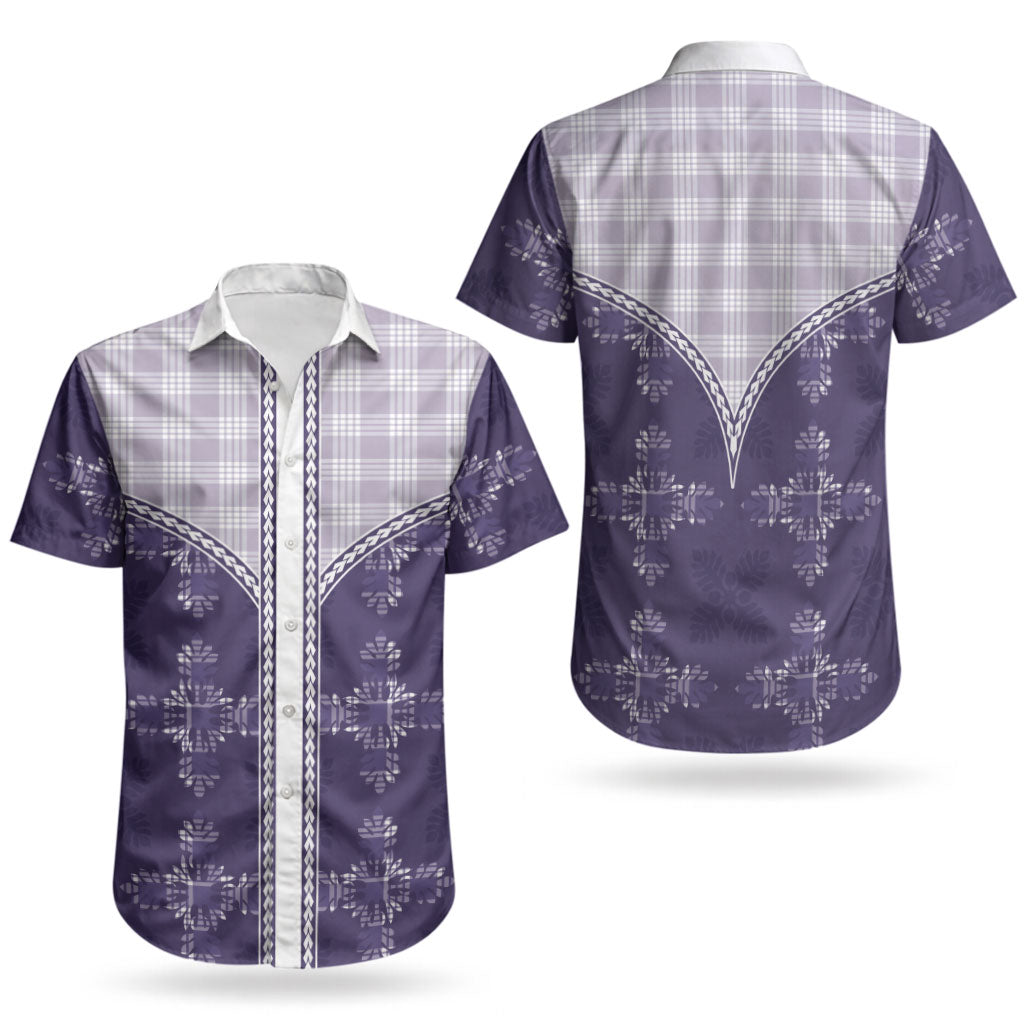 Purple Hawaii Paniolo Quilt Motif Couples Matching Tank Maxi Dress and Hawaiian Shirt LT05 - Polynesian Pride