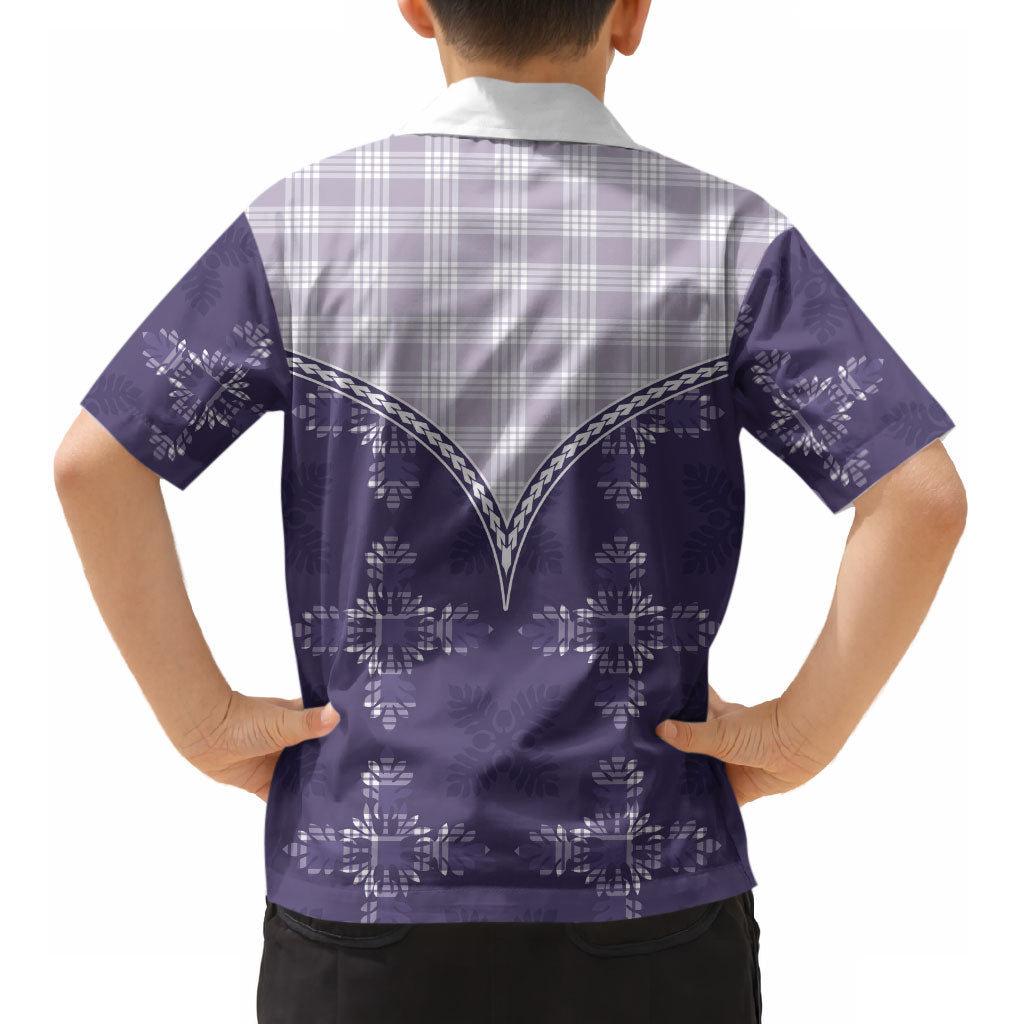 Purple Hawaii Paniolo Quilt Motif Kid Hawaiian Shirt LT05 - Polynesian Pride