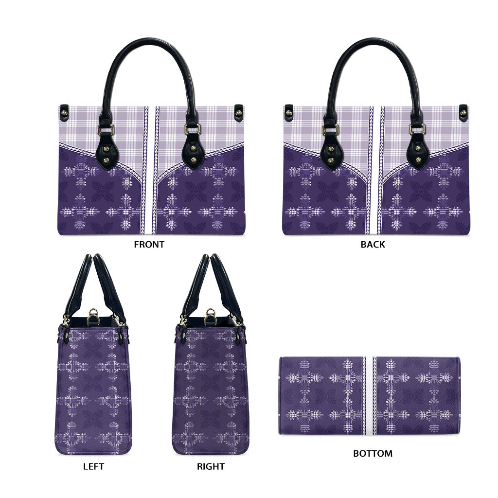 Purple Hawaii Paniolo Quilt Motif Leather Bag LT05 - Polynesian Pride