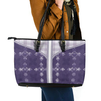 Purple Hawaii Paniolo Quilt Motif Leather Tote Bag LT05 - Polynesian Pride