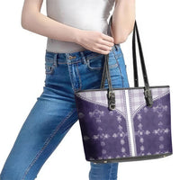 Purple Hawaii Paniolo Quilt Motif Leather Tote Bag LT05 - Polynesian Pride
