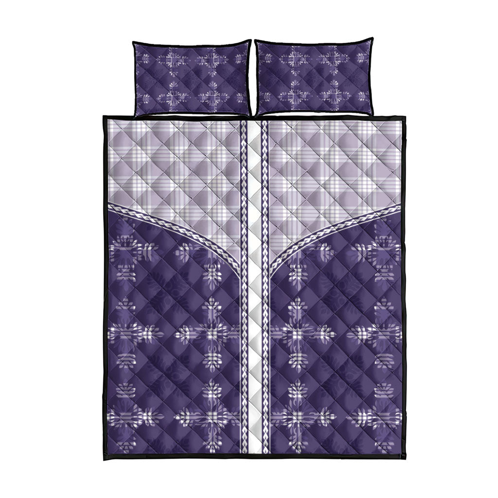 Purple Hawaii Paniolo Quilt Motif Quilt Bed Set LT05 - Polynesian Pride