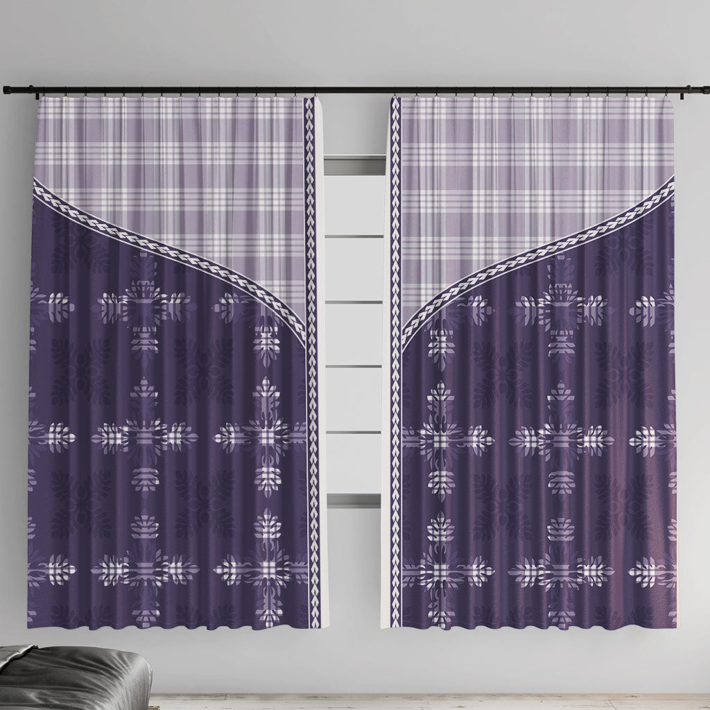 Purple Hawaii Paniolo Quilt Motif Window Curtain