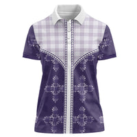 Purple Hawaii Paniolo Quilt Motif Women Polo Shirt LT05 Female Purple - Polynesian Pride