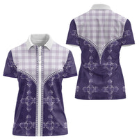 Purple Hawaii Paniolo Quilt Motif Women Polo Shirt LT05 - Polynesian Pride