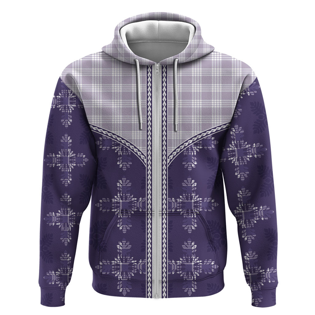 Purple Hawaii Paniolo Quilt Motif Zip Hoodie LT05 Zip Hoodie Purple - Polynesian Pride