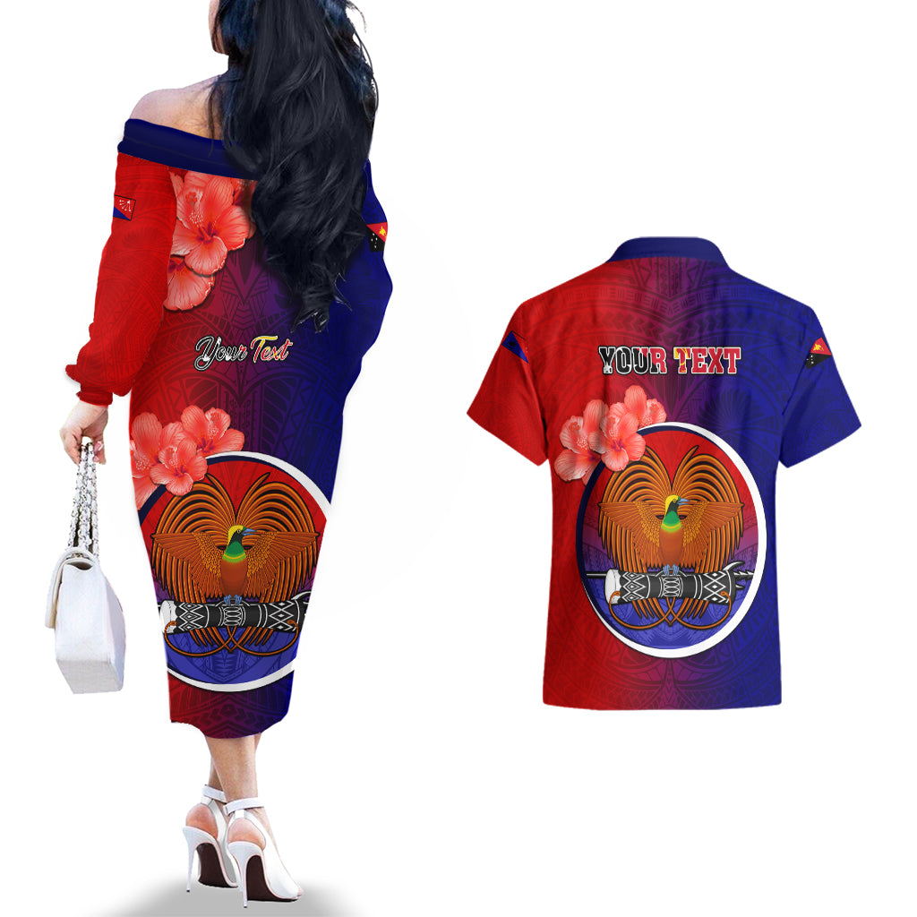 Personalized Papua New Guinea Central Province Couples Matching Off The Shoulder Long Sleeve Dress and Hawaiian Shirt Mix Coat Of Arms Polynesian Pattern LT05 - Polynesian Pride