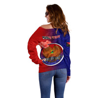 Personalized Papua New Guinea Central Province Off Shoulder Sweater Mix Coat Of Arms Polynesian Pattern LT05 - Polynesian Pride