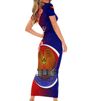 Personalized Papua New Guinea Central Province Short Sleeve Bodycon Dress Mix Coat Of Arms Polynesian Pattern LT05 - Polynesian Pride