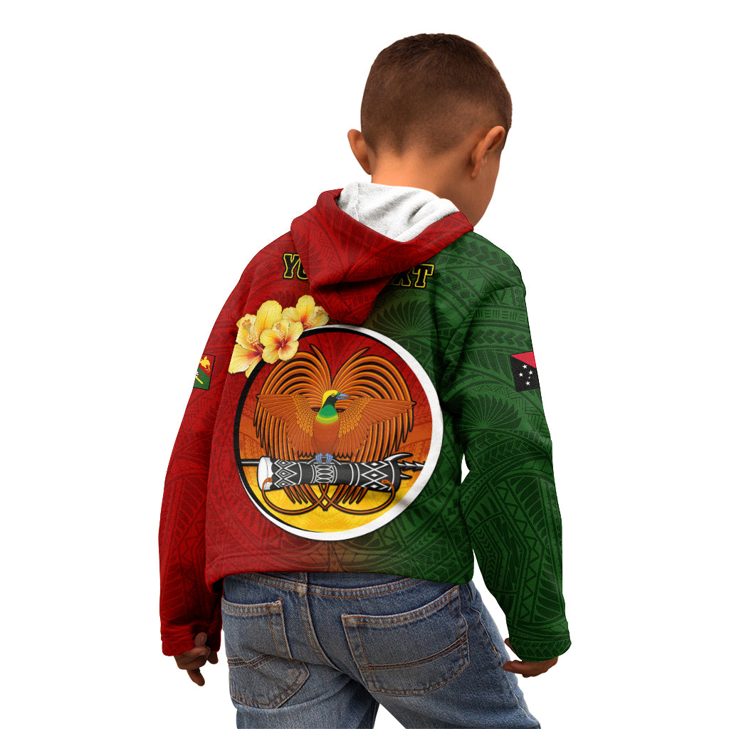 Personalized Papua New Guinea Chimbu Province Kid Hoodie Mix Coat Of Arms Polynesian Pattern LT05 - Polynesian Pride
