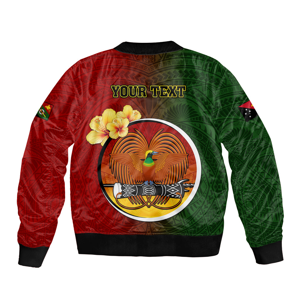 Personalized Papua New Guinea Chimbu Province Sleeve Zip Bomber Jacket Mix Coat Of Arms Polynesian Pattern LT05 - Polynesian Pride