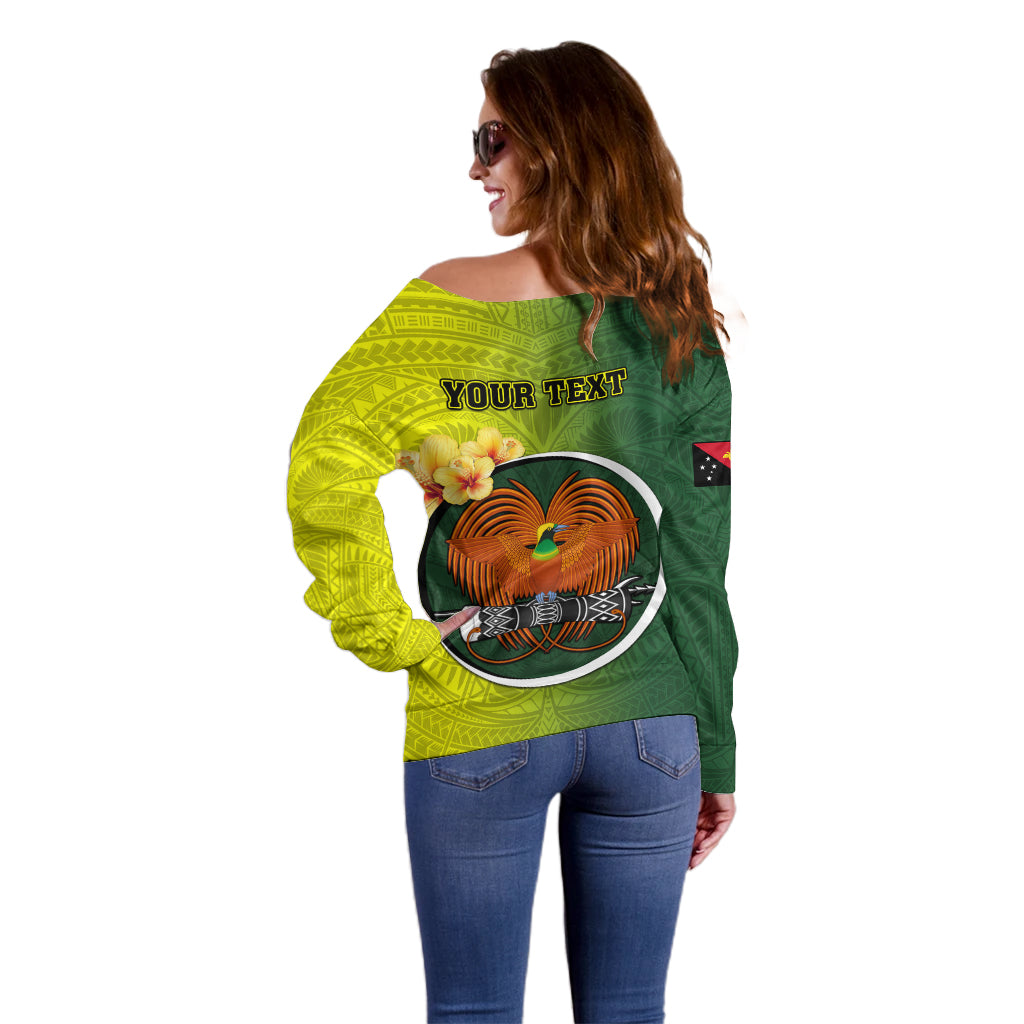 Personalized Papua New Guinea Oro Province Off Shoulder Sweater Mix Coat Of Arms Polynesian Pattern LT05 - Polynesian Pride
