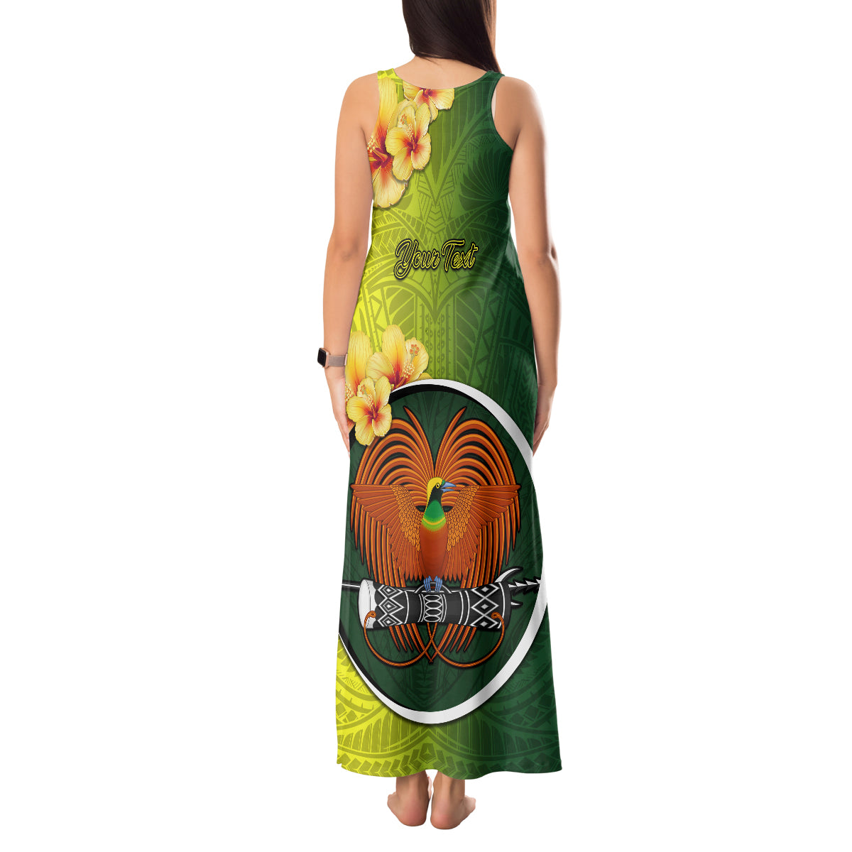 Personalized Papua New Guinea Oro Province Tank Maxi Dress Mix Coat Of Arms Polynesian Pattern LT05 - Polynesian Pride