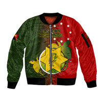 Personalized Papua New Guinea Eastern Highlands Province Sleeve Zip Bomber Jacket Mix Coat Of Arms Polynesian Pattern LT05 Unisex Red - Polynesian Pride