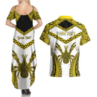 Personalised Niue The Rock Of Polynesia Couples Matching Summer Maxi Dress and Hawaiian Shirt Peniamina Gospel Day Yellow Version LT05 - Polynesian Pride