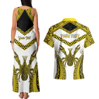 Personalised Niue The Rock Of Polynesia Couples Matching Tank Maxi Dress and Hawaiian Shirt Peniamina Gospel Day Yellow Version LT05 - Polynesian Pride