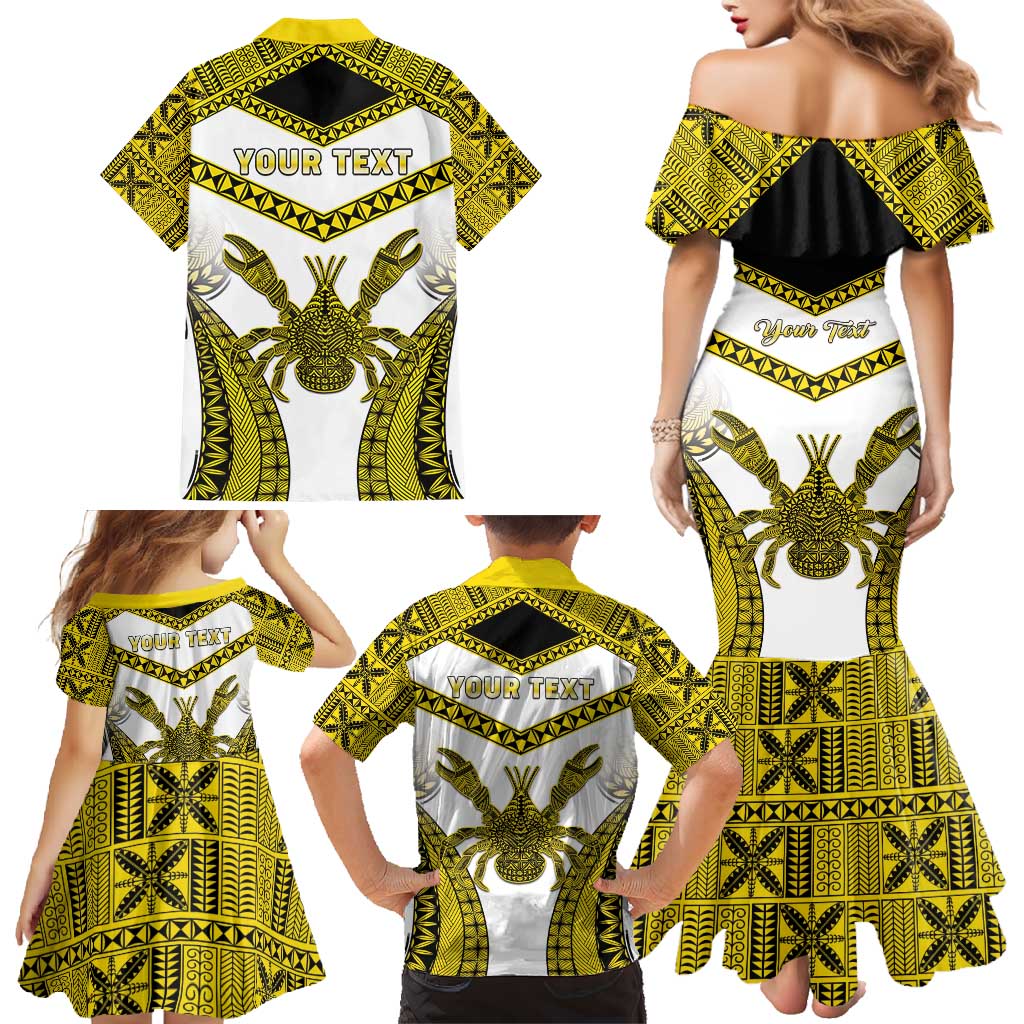 Personalised Niue The Rock Of Polynesia Family Matching Mermaid Dress and Hawaiian Shirt Peniamina Gospel Day Yellow Version LT05 - Polynesian Pride