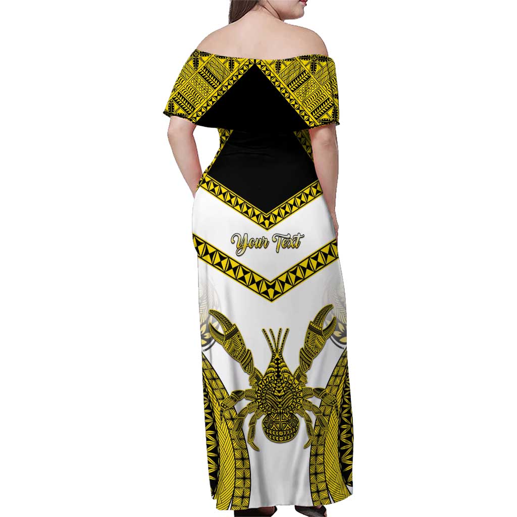 Personalised Niue The Rock Of Polynesia Family Matching Off Shoulder Maxi Dress and Hawaiian Shirt Peniamina Gospel Day Yellow Version LT05 - Polynesian Pride