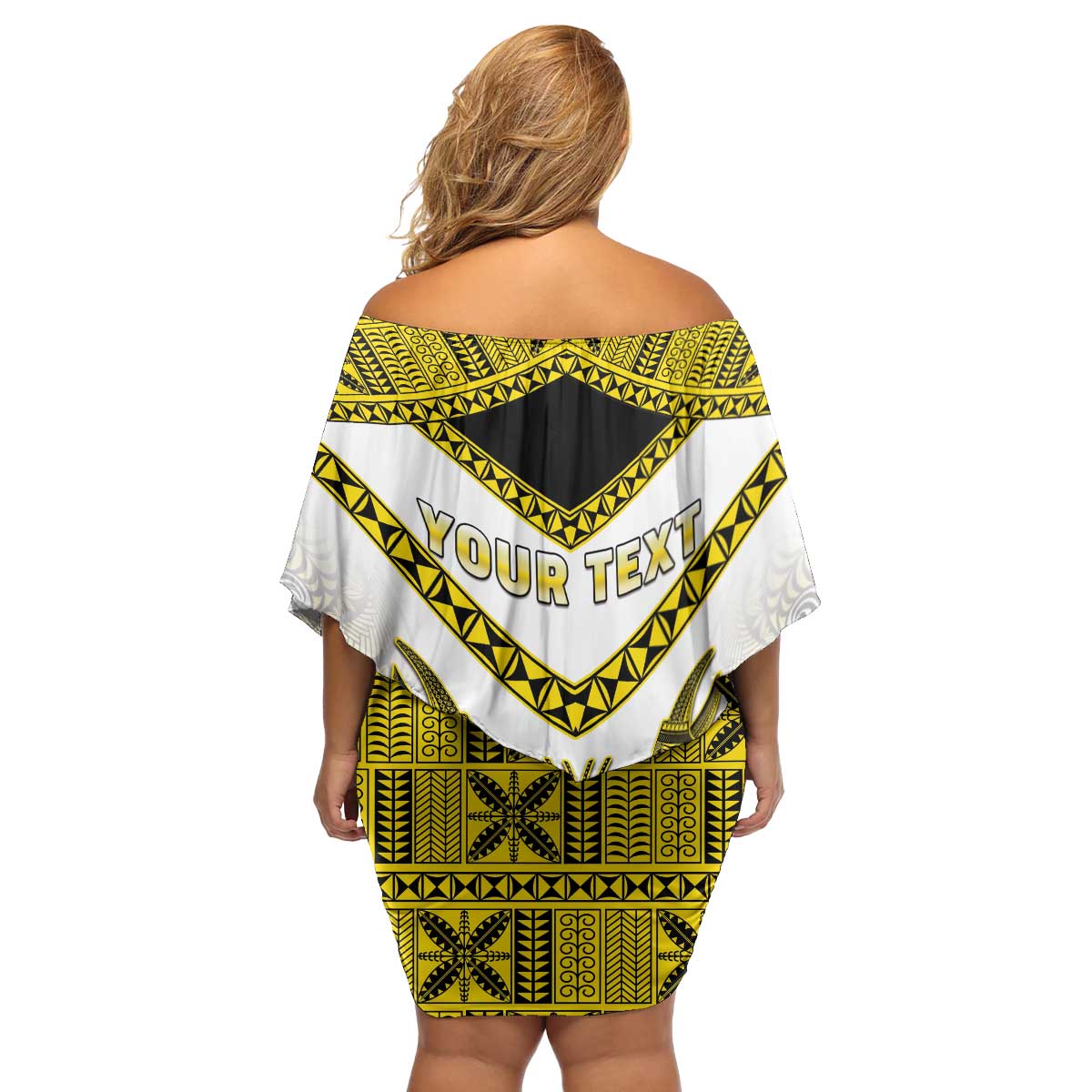 Personalised Niue The Rock Of Polynesia Family Matching Off Shoulder Short Dress and Hawaiian Shirt Peniamina Gospel Day Yellow Version LT05 - Polynesian Pride
