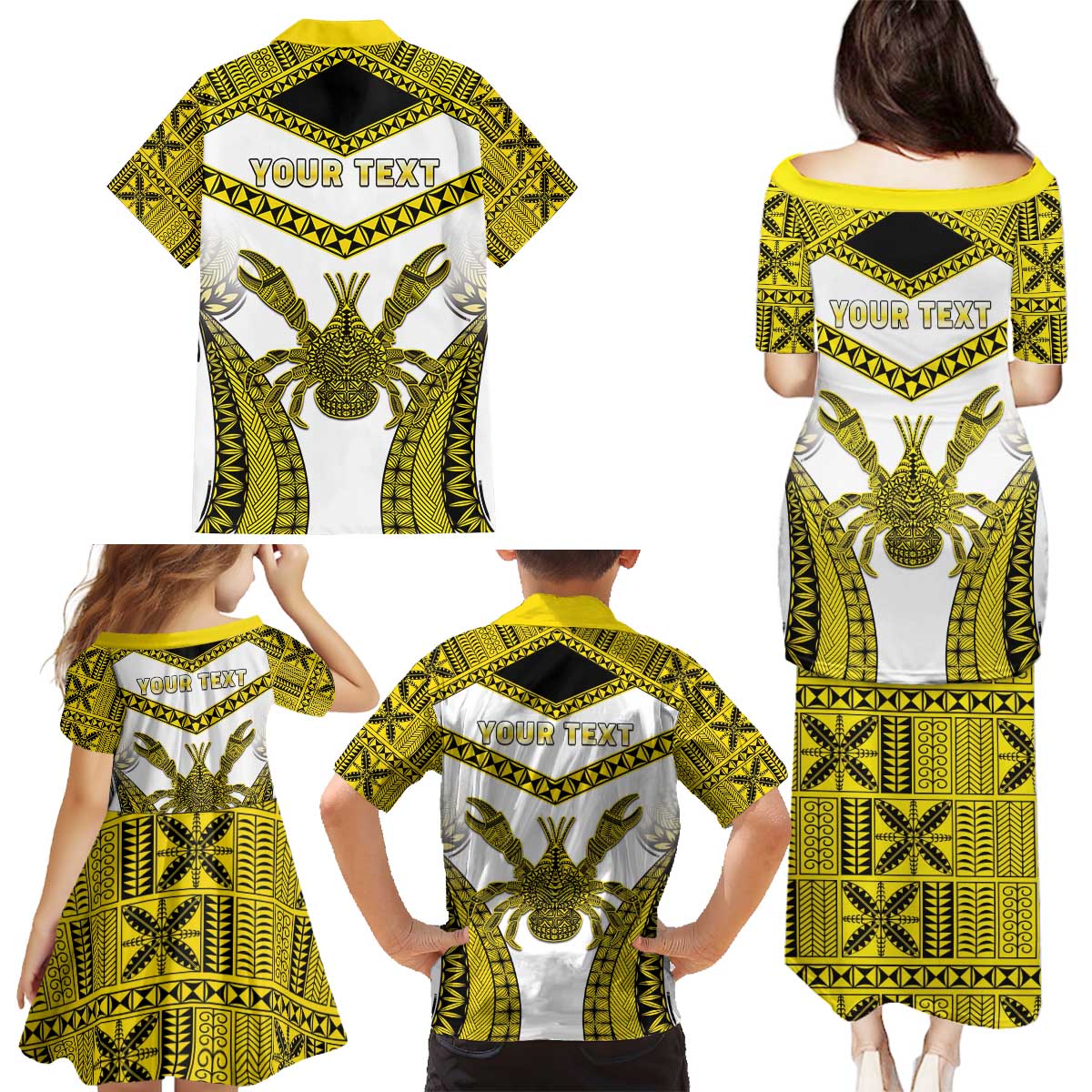 Personalised Niue The Rock Of Polynesia Family Matching Puletasi and Hawaiian Shirt Peniamina Gospel Day Yellow Version LT05 - Polynesian Pride
