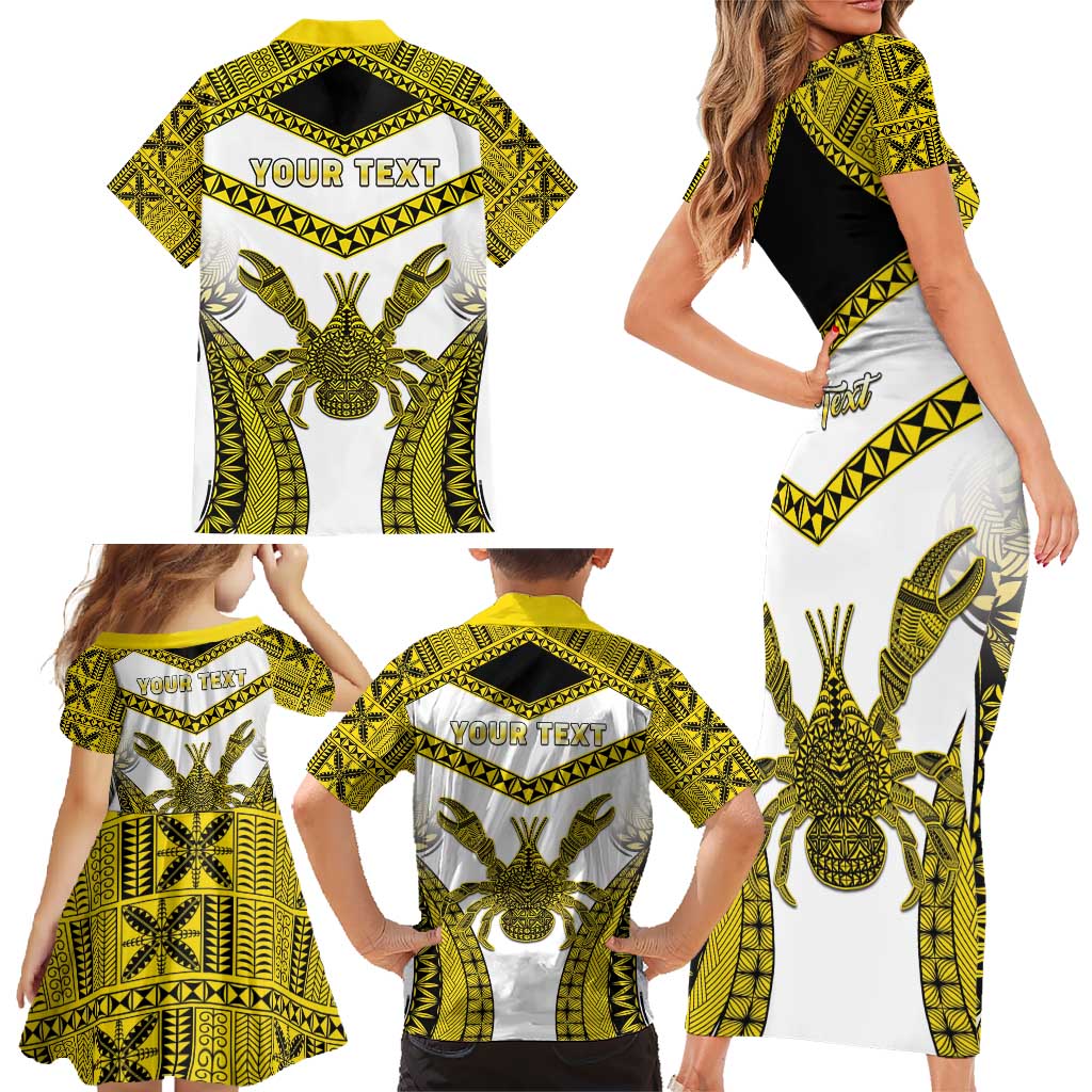 Personalised Niue The Rock Of Polynesia Family Matching Short Sleeve Bodycon Dress and Hawaiian Shirt Peniamina Gospel Day Yellow Version LT05 - Polynesian Pride
