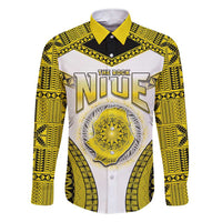 Personalised Niue The Rock Of Polynesia Family Matching Short Sleeve Bodycon Dress and Hawaiian Shirt Peniamina Gospel Day Yellow Version LT05 Dad's Shirt - Long Sleeve Yellow - Polynesian Pride