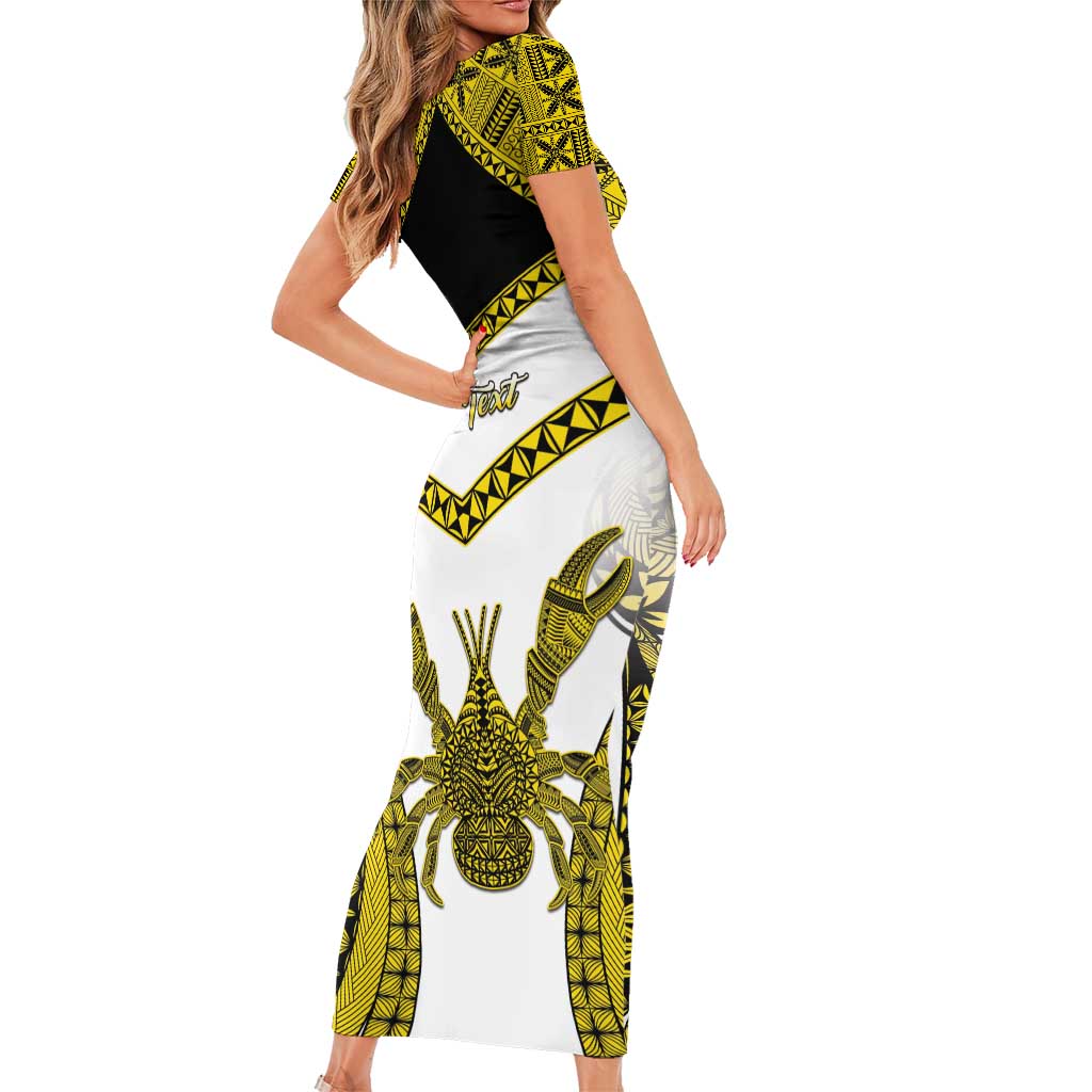 Personalised Niue The Rock Of Polynesia Family Matching Short Sleeve Bodycon Dress and Hawaiian Shirt Peniamina Gospel Day Yellow Version LT05 - Polynesian Pride