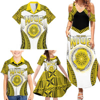 Personalised Niue The Rock Of Polynesia Family Matching Summer Maxi Dress and Hawaiian Shirt Peniamina Gospel Day Yellow Version LT05 - Polynesian Pride