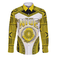 Personalised Niue The Rock Of Polynesia Family Matching Tank Maxi Dress and Hawaiian Shirt Peniamina Gospel Day Yellow Version LT05 Dad's Shirt - Long Sleeve Yellow - Polynesian Pride