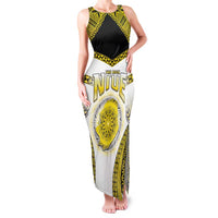 Personalised Niue The Rock Of Polynesia Family Matching Tank Maxi Dress and Hawaiian Shirt Peniamina Gospel Day Yellow Version LT05 Mom's Dress Yellow - Polynesian Pride