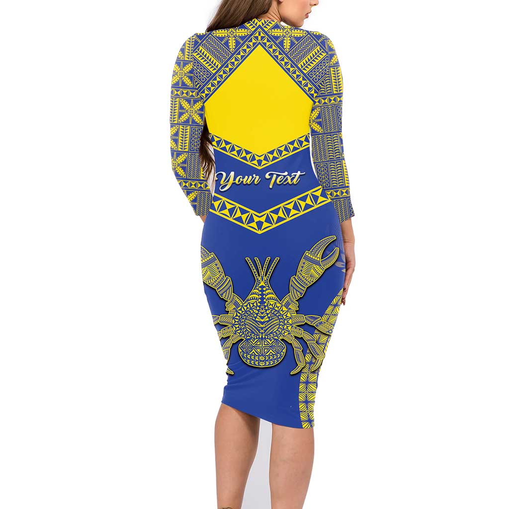 Personalised Niue The Rock Of Polynesia Family Matching Long Sleeve Bodycon Dress and Hawaiian Shirt Peniamina Gospel Day Blue Version LT05 - Polynesian Pride